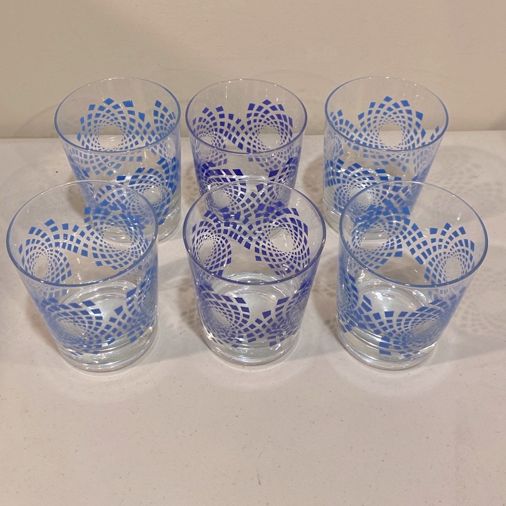 Ikea vintage tumbler glasses set of 6 patterned